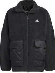 アディダス adidas ワーディング オーバーサイズド ボア フルジップ ジャケット ジェンダーニュートラル アウター フリース 防寒 保温 ルーズフィット ゆったり リサイクル素材  IEI00 IK7341 カーボン/BLK