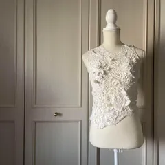 56 Christianwijnants クリスチャンワイナンツ　刺繍 花柄　ブラウス シャツ トップス　ホワイト オフホワイト アイボリー 白 シロ　レース　鍵編み　可愛い　ベストのサムネイル
