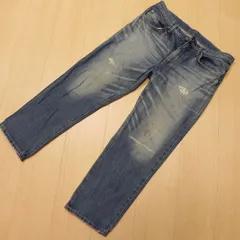 )550★ 日本製 EDWIN エドウィン KS0003 ダメージ加工 ユーズド加工 テーパード 半端丈 デニムパンツ L ジーンズ 古着
