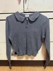 ザ・バーネット コットン エンブロイダリー カラーニット（グレー）