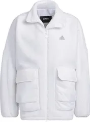 アディダス adidas ワーディング オーバーサイズド ボア フルジップ ジャケット ジェンダーニュートラル アウター フリース 防寒 保温 ルーズフィット ゆったり リサイクル素材  IEI00 IK7343 WHT