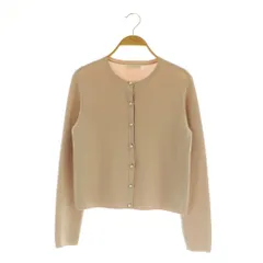 アベニールエトワール Aveniretoile パールボタンベーシックニットカーディガン 長袖 クルーネック 36 ピンクベージュ /MY ■OS