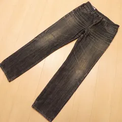 )537★ ヒゲが出た色落ち ★ 日本製 EDWIN エドウィン 403 ふつうのストレート 先染め ブラックジーンズ w32 古着