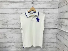MONCLER／半袖ポロシャツ／ホワイト ／ブルーロゴ／サイズM