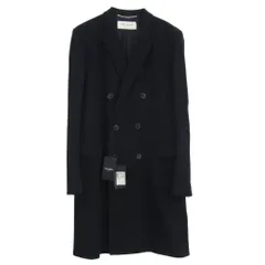 SAINT LAURENT サンローラン ダブルブレスト ベルト付き ウール チェスター コート ブラック系 52【極上美品】【中古】のサムネイル
