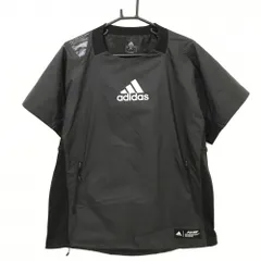 アディダス 中綿半袖スニード 黒 シルバーロゴ サイド切替 メンズ L ゴルフウェア adidas