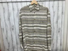 GUESS 長袖シャツ　1014 リネンシャツ　ベージュ　ボーダー