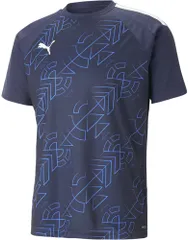 プーマ PUMA サッカー TEAMLIGA グラフィックTシャツ メンズ 半袖 吸水 速乾 トレーニング クルーネック ロゴ ラグランスリーブ  658686 06 ピーコート/プーマ ホワ