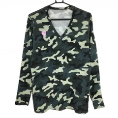 【超美品】パーリーゲイツ インナーシャツ カーキ×黒 Vネック カモフラ 迷彩 メンズ 6(XL) ゴルフウェア PEARLY GATES
