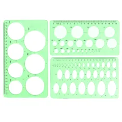 YFFSFDC 定規 円定規 透明 テンプレート 3枚セット 円 楕円 定規 製