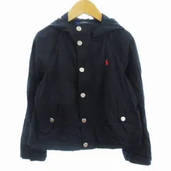 ポロ ラルフローレン POLO RALPH LAUREN パッカブル ジャケット ブルゾン フード ボタン フルジップ ワンポイント ロゴ刺繍 紺 ネイビー S 130㎝