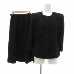 ラピーヌ LAPINE セットアップ フォーマル ジャケット スカート ノーカラー ひざ丈 9 黒 ブラック /JS ■FF
