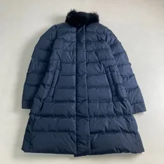 プラダ ダウンコート PRADA フォックスファー襟　ネイビー　42