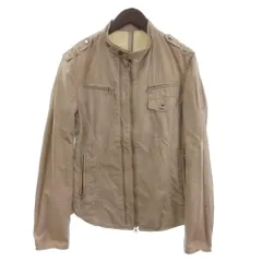 アバハウス ABAHOUSE ヴィンテージ ライダースジャケット ブルゾン フルジップ コットン 裏地無し ベージュ 3