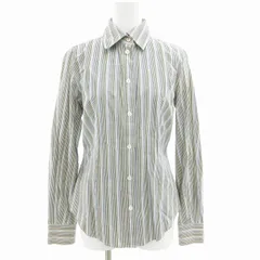 ピーエスポールスミス PS Paul Smith ストライプシャツ 長袖 カジュアル ロゴ刺繍 40 青 ブルー グレー /GV