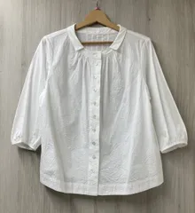 Cotton House Aya コットンハウスアヤ LVRB69407AM シワ加工 コットン ブラウス サイズM ホワイト