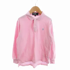 ポロ バイ ラルフローレン Polo by Ralph Lauren ポロシャツ カットソー 長袖 ロゴ刺繍 コットン ピンク 140 ■GY14