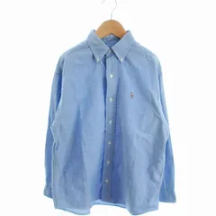 ポロ バイ ラルフローレン Polo by Ralph Lauren シャツ 長袖 ボタンダウン ロゴ刺繍 コットン 青 ブルー 14 ☆AA★ ■GY14