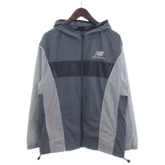 ニューバランス NEW BALANCE ウインドジャケット フード ロゴ刺繍 ナイロン ジップアップ AMJ11500 グレー系 M