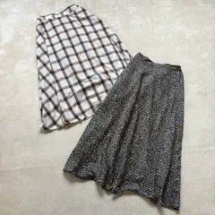 chocol raffine robe  スカート2点セット チェックフレアスカート 花柄フレアスカート ミドル丈スカート