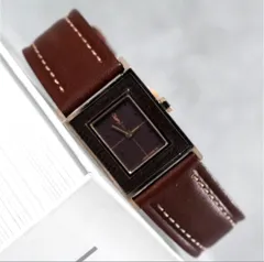 Yves Saint Laurent YSL イヴサンローラン 腕時計 レディース クォーツ ブラウン ゴールド レクタングル 角型 vintage ヴィンテージ antique アンティーク レトロ 希少 稼働品 アナログ 2針 デザインウォッチ