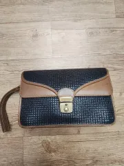 ヴィンテージ ブラック/ブラウン クラッチバッグ