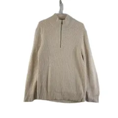 TOPTEN メンズ95 オートミール ハーフジップ ニット K7757