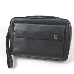 ダンヒル dunhill セカンドバッグ ブラック 黒系 ハンドルストラップ付 レザー