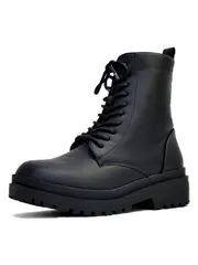 North Date レースアップブーツ 10ホール あったかブーツ 歩きやすい スパイクON/OFF付（ブラック)
