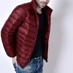 쎄샵 J235M アヒルファー ジップアップ ダウン ワイン 90-1 102-2