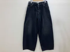 HAIKURE ワイドブラックデニムパンツ テーパードデニムパンツ ブラックワイドデニムパンツ 後染めワイドデニム  スミ黒 25 通年