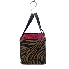 Kate spade(ケイトスペード) ハンドバッグ - ベージュ×黒 ゼブラ柄/巾着型 レザー