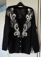 ヴィンテージ黒カーディガン（スパンコール、ビーズ）