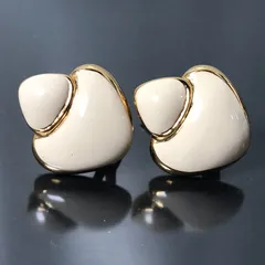 MONET モネ イヤリング ゴールドカラー 白 ホワイト 総重量約17g クリップ式 大ぶり レディースアクセサリー■S100