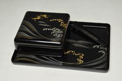 割引❗️《R》八橋蒔絵 黒丸形 吸物膳10客 木製漆器 木箱 260529D6 