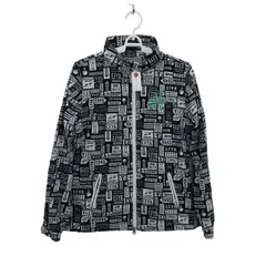 【美品】adidas(アディダス) ウィンドブレーカー 白黒総柄 レディース M ゴルフウェア 2510-0760 中古