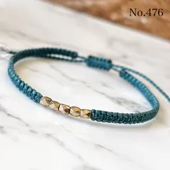 476 メタルビーズ　編みブレスレット　ハンドメイド　ミサンガ