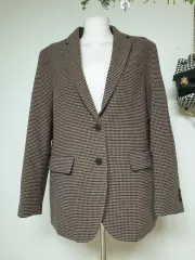 新品 UNIQLO ユニクロ ツイードマニッシュジャケット 77 ブラウン ウールジャケット