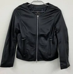 nano・universe ナノユニバース　レディース　ノーカラー　レザー　ライダースジャケット　サイズ38 黒