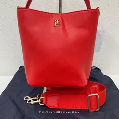 6505　良品　TOMMY HILFIGER　トミーヒルフィガー　 ハンドバッグ　2way　ショルダーバッグ　 レザー　レッド系　赤　保存袋付き　 レディース