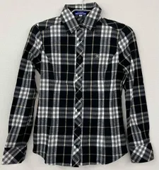 BURBERRY LONDON バーバリー ブルーレーベル チェック　長袖シャツ 38 黒白 起毛