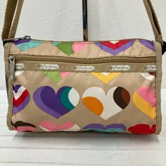 6507　LeSportsac　レスポートサック　 ショルダーバッグ　斜めがけ　長さ調節可能　 ミニバッグ　ハート　総柄　ベージュ系　 ナイロン　軽量　レディース