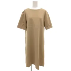 ロベルタディカメリーノ Roberta di Camerino ワンピース ひざ丈 半袖 ボートネック リボン刺繍 13 ベージュ /GV ■GY14