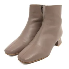 ダイアナ DIANA ショートブーツ サイドジップ ヒール レザー ベージュ系 22㎝ 靴