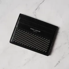 【3月5日までの限定価格】サンローラン パリ スタッズ レザー パスケース カードケース ブラック / シルバー
