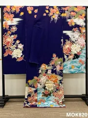 振袖 仮絵羽 金彩 牡丹 舞台衣装 正絹 未仕立て品 八掛付き MOK820