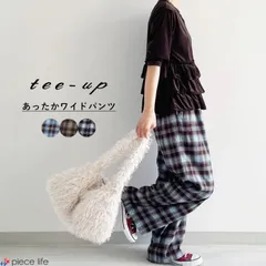 パンツ ワイドパンツ チェック柄 起毛 あったかい チェック スリータック イージーパンツ レディース 秋 冬 黒 青 茶色フリーサイズ F ウエストゴム 楽ちん ゆったり 体型カバー シンプル  P8897-A