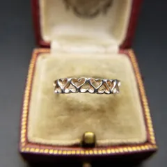 ハートフレーム リンク 透かし 925 シルバー ヴィンテージ バンド リング 銀 中太 指輪 レトロ オープンワーク 定番 キュート Y20-A