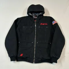 Carhartt アクティブジャケット 企業ロゴ USAブラック J140BLK Carhartt Quilt-Flannel Lined Duck Active Jac - Black — Dave's New York