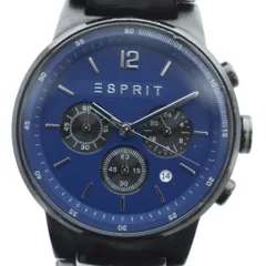 エスプリ ESPRIT 腕時計 ウォッチ クォーツ クロノグラフ カレンダー付き 青文字盤 黒 ブラック ■GY11 /MQ